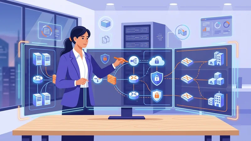 Engineer planning network topology diagram with scalability and security considerations
