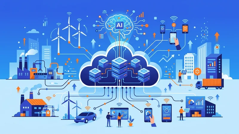 Futuristic cloud infrastructure integrating AI and IoT technologies for scalable business growth