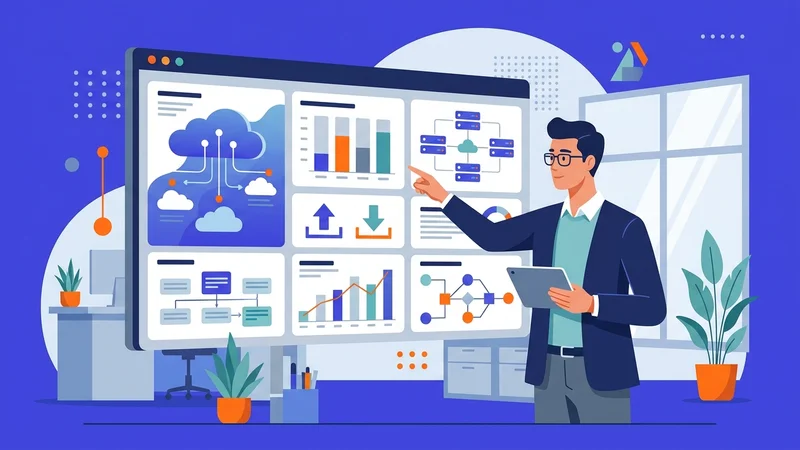 IT professional evaluating cloud infrastructure requirements on a planning dashboard