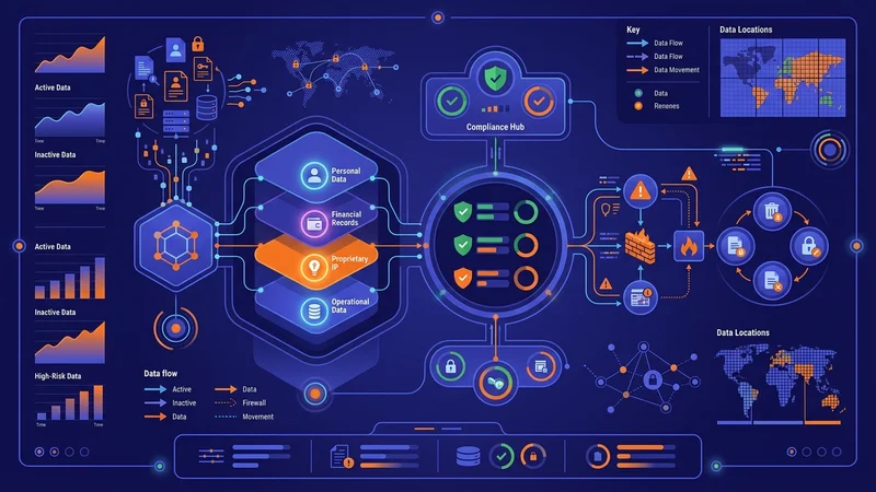 Organized data inventory dashboard displaying categorized files and compliance status indicators