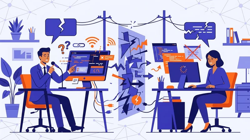 Business professionals facing communication barriers while working from separate remote locations