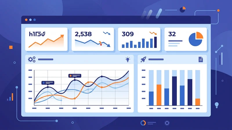 Digital analytics dashboard displaying key performance indicators with graphs and trend charts
