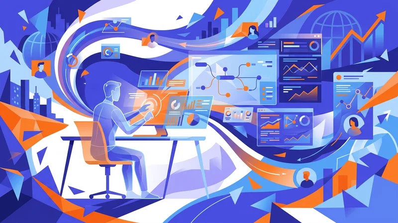 Virtual executive connecting remotely with distributed team through holographic dashboards and project timelines