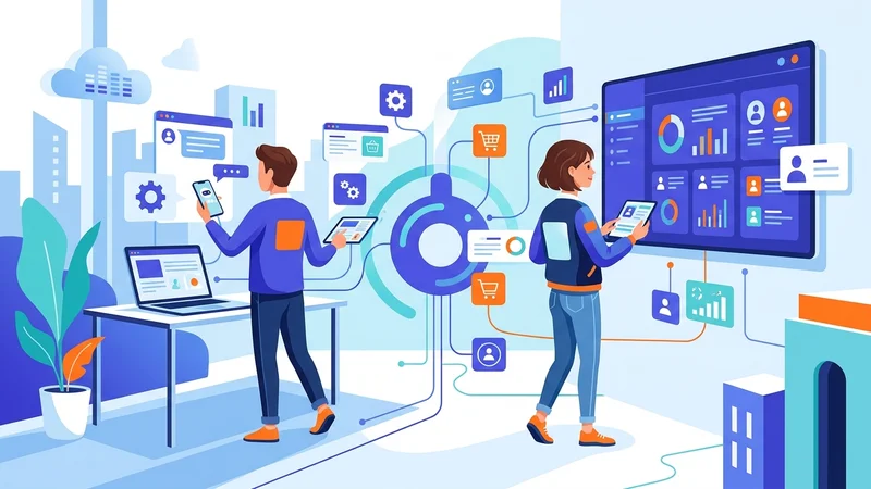 Customer interacting with multiple digital touchpoints across devices and platforms