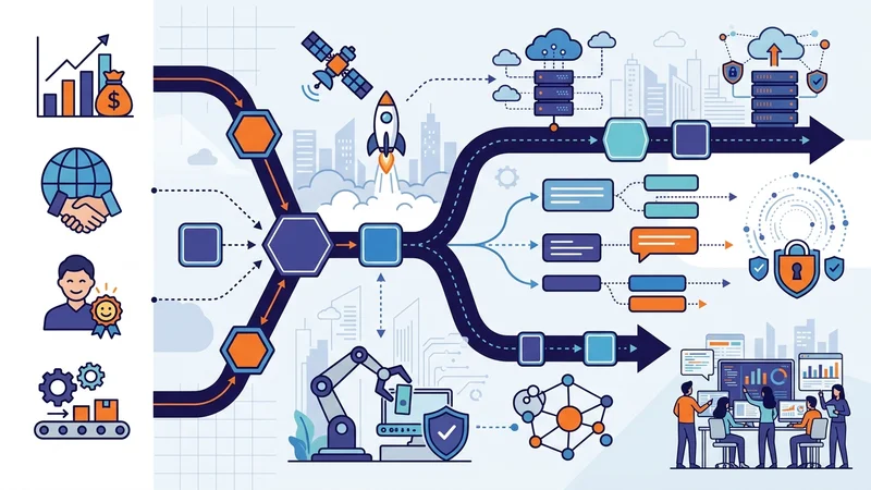 Strategic technology roadmap diagram connecting business goals to future IT initiatives