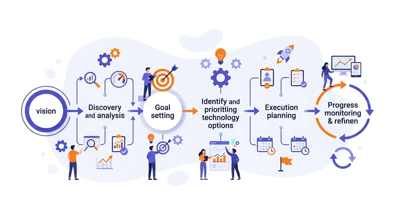 Flowchart showing key components of a technology roadmap planning framework