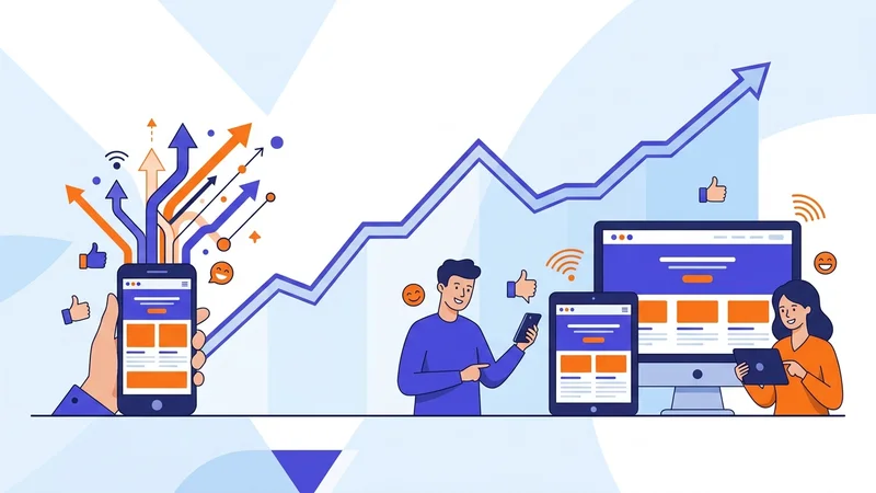 Business growth chart showing increased engagement from mobile-friendly web design