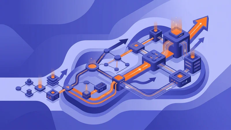 Expanding business operations with scalable cloud architecture diagram showing growth arrows and flexible system components