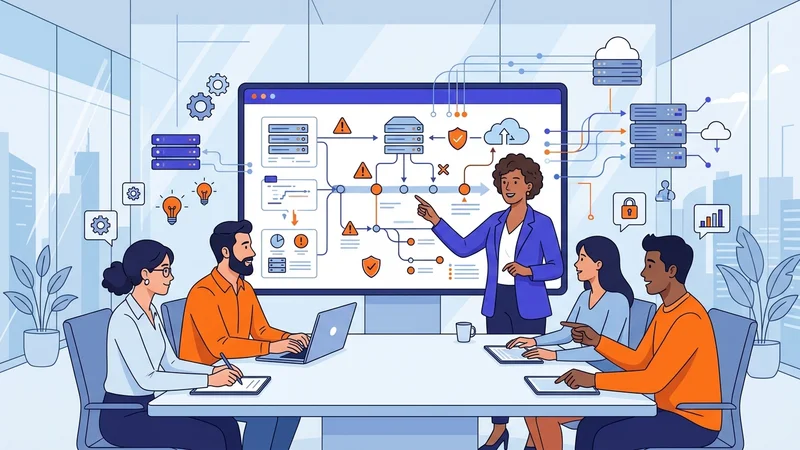 CTO leading a development team through strategic technology planning and risk assessment