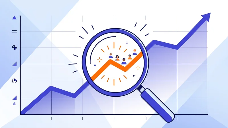 Upward trending graph with magnifying glass highlighting a specific customer segment