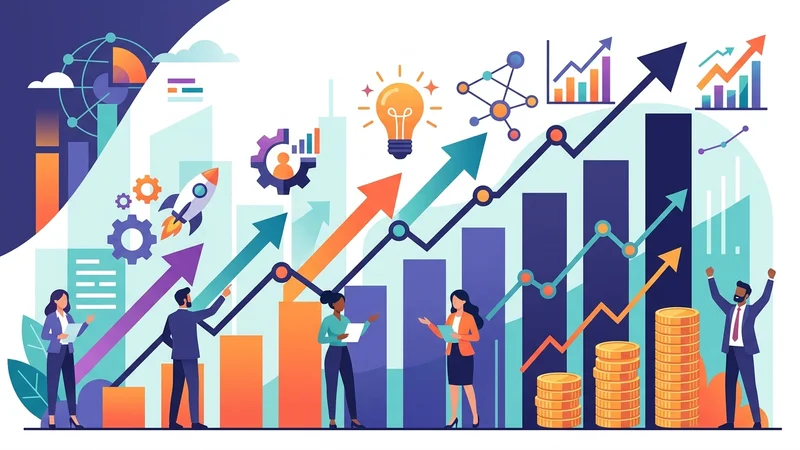 Business growth chart showing benefits of digital innovation driving organizational value