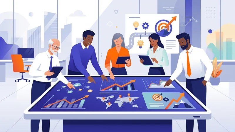 Team reviewing competitive market data to align resources with strategic business goals