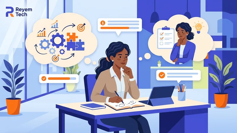 Professional developing strategic thinking skills through structured planning and self-reflection exercises