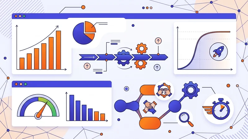 Dashboard displaying DevOps benefits including faster deployment cycles and improved team productivity metrics
