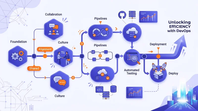 Step-by-step roadmap for implementing DevOps culture with collaboration and automation milestones