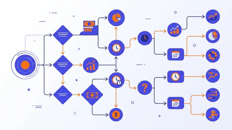 Decision framework flowchart weighing cost and timeline factors for software project direction